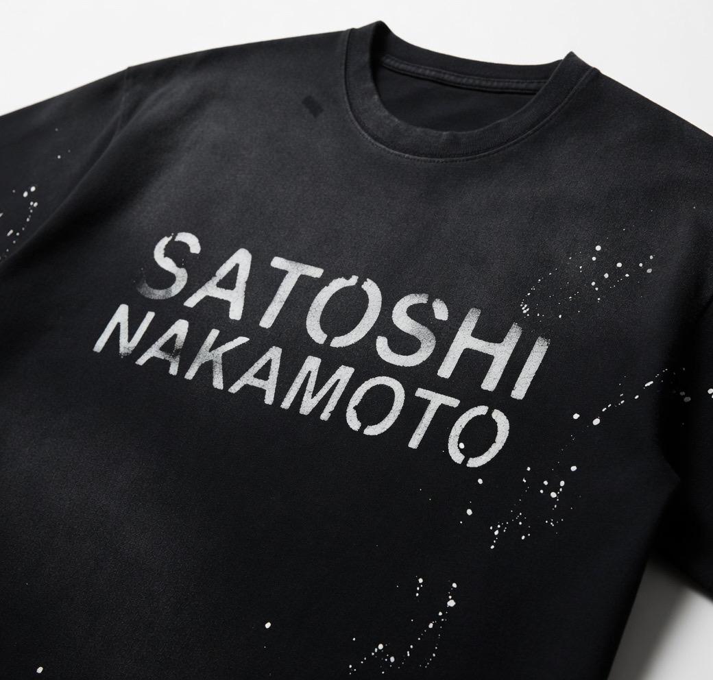 260 GSM SATOSHI NAKAMOTO Hand-frayed Sunfade Paint Splatter T