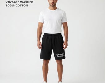 Pantalones cortos de algodón con lavado vintage de 320 g/m² de SATOSHI NAKAMOTO