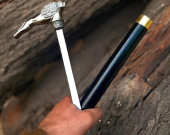 Canne de marche tête de lion, manche dragon nordique en laiton, manche en bois, accessoire de cosplay