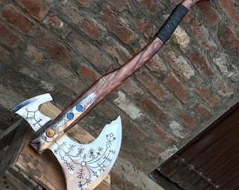 Réplique de hache GOW, hache en acier au carbone, objet de collection cosplay d'inspiration scandinave