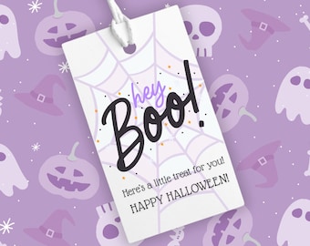 Hey Boo Tag, Halloween Boo Basket Gift Tag, Spooky Treats, School Treat Tags, Halloween Goodie Bags, Printable Tag, Happy Halloween
