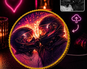 Custom Photo LED Lamp – Motorcycle Rider Gift, USB Powered, 16 Colors