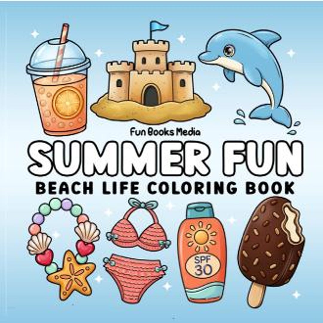 Libro para colorear "Diversión de verano en la playa": Diseños alegres ...
