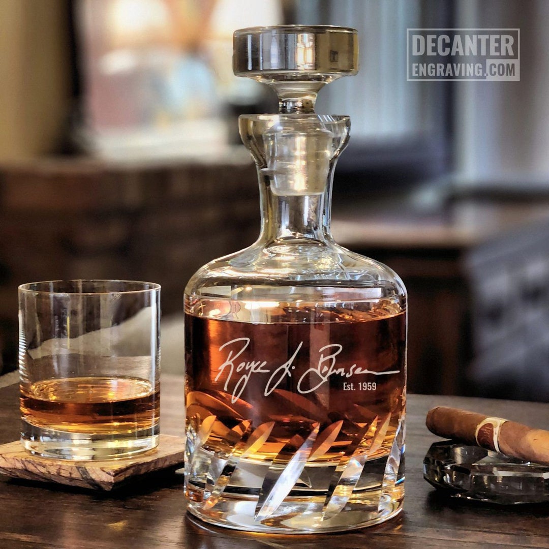 Personalized Crystal Whiskey Decanter W/ Custom Engraved Signature ...