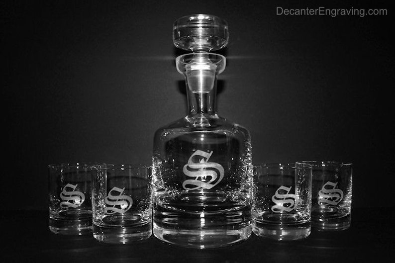 Custom Engraved Crystal Decanter Set Groomsmen Gifts Etsy