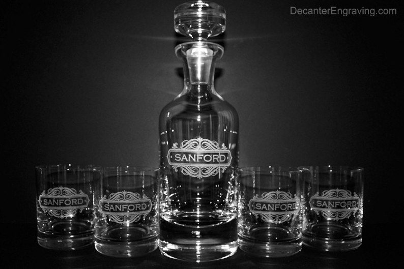 Personalized Engraved Crystal Decanter Set Groomsmen Gift Etsy