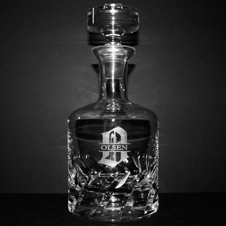 Engraved Crystal Decanter w/ Custom Monogram Personalized Etsy