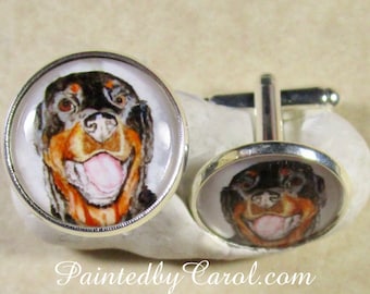 925 sterling silver Rotweiller Cufflinks MADE IN ENGLAND