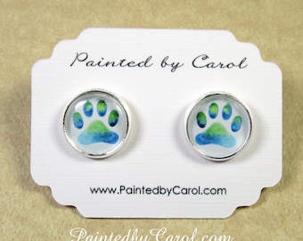 Paw Print Earrings, Paw Print Jewelry, Pet Lover Gifts, Paw Print Studs, Paw Print Lever Backs, Kids Earrings, Girls Earrings, Paw Earrings