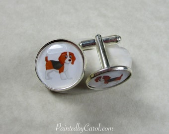 Beagle Cufflinks, Beagle Mens Gifts, Beagle Jewelry, Beagle Bridal Accessories, Beagle Gifts, Beagle Dad Gifts, Beagle Cuff Links