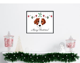 Beagle Print, Beagle Christmas Digital Download, Print at Home Wall Art, Beagle Gifts, Beagle Art, Beagle Painting, Beagle Mom Gift