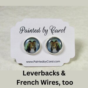 Collie Portrait Earrings, Rough Collie Jewelry, Collie Studs, Collie Lever Backs, Collie French Wire, Collie Gift, Collie Lover Gift