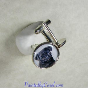 Black Pug Cufflinks, Dog Dad Mens Jewelry / Pet Lover Gifts for Him image 5