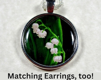 Lily of the Valley Necklace, May Birthday Pendant / White Flower Jewelry Gifts