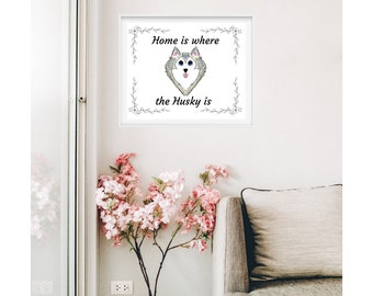 Husky Print, Husky Digital Download, Print at Home Wall Art, Siberian Husky Gifts, Husky Art, Husky Mom Gifts, Husky Painting