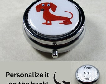 Red Dachshund Pillbox, Smooth Dachshund Gifts, Wiener DogTrinket Box, Dachshund Pill Box, Long-Haired Dachshund Mom Gifts