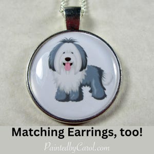 Old English Sheepdog Cartoon Pendant, Sheepdog Necklace, OES Jewelry, Dulux Dog Pendant, Sheepdog Gifts, Sheepdog Jewelry, OES Necklace