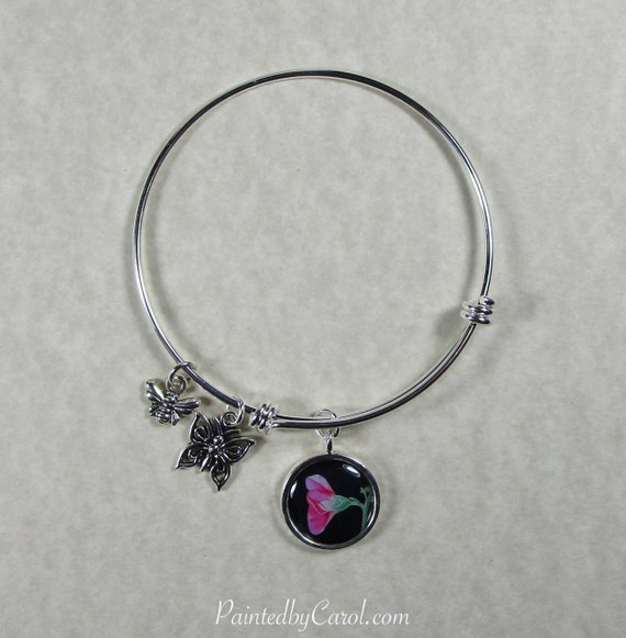 Sweet Pea Bangle Sweet Pea Bracelet Sweet Pea Jewelry Sweet Pea