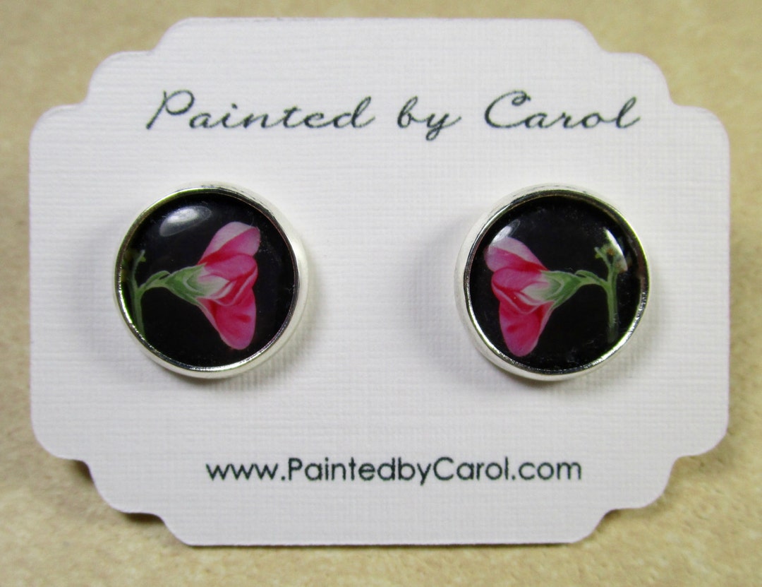Sweet Pea Earrings Pink Sweet Pea Jewelry Sweet Pea Studs Etsy