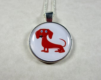Red Smooth Dachshund Pendant, Dachshund Gifts, Dachshund Necklace, Dachshund Jewelry, Wiener Dog Necklace, Wiener Dog Pendant