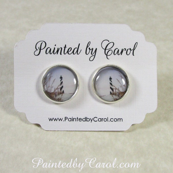 Lighthouse Earrings, Lighthouse Jewelry, Lighthouse Gifts, Lighthouse Studs, Beach Jewelry, Beach Earrings, Nautical Earrings