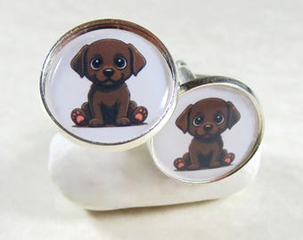Chocolate Labrador Retriever Cufflinks, Dog Dad Jewelry / Pet Lover Gifts