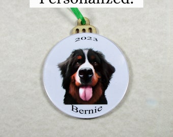 Bernese Mountain Dog Christmas Ornament, BMD Personalized Christmas Ornament, Pet Christmas Ornament, Custom Christmas Ornament