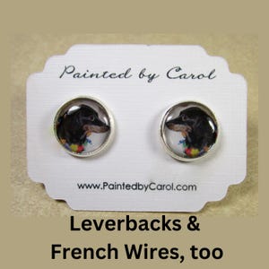 Black and Tan Dachshund Earrings, Dachshund Jewelry, Dachshund Studs, Dachshund Lever Backs, Dachshund Gifts, Wiener Dog Earrings