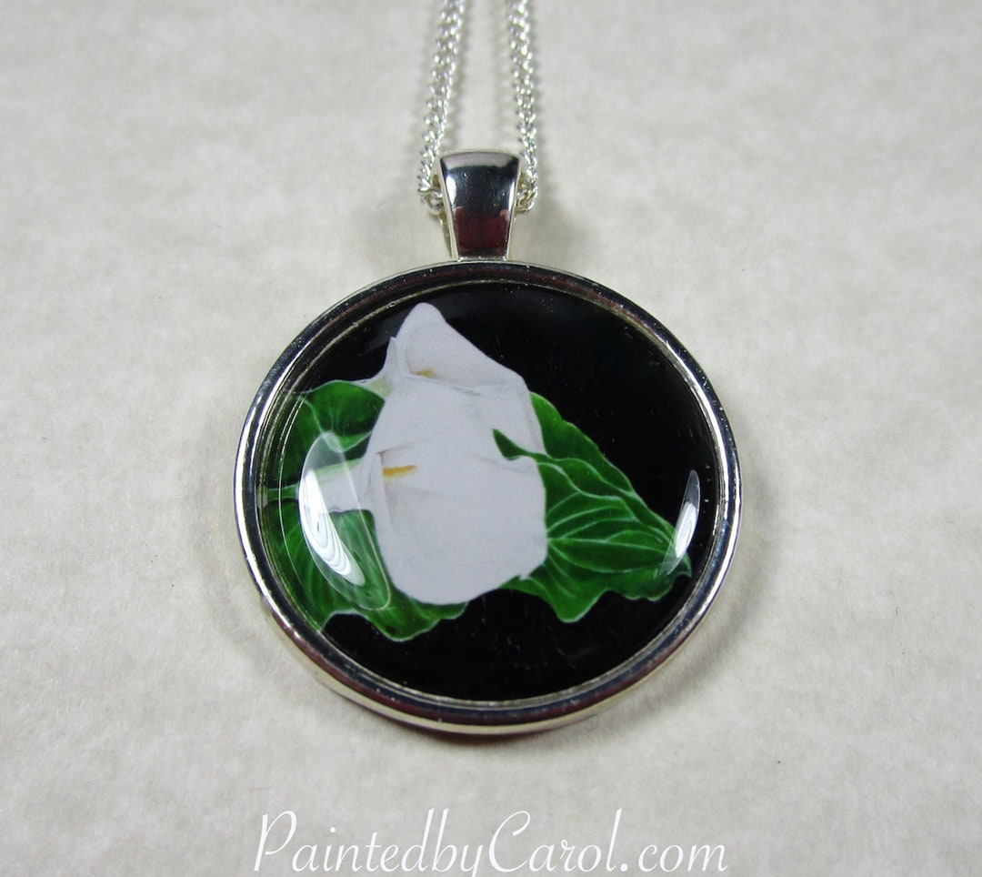 White Calla Lily Pendant, Calla Lily Necklace, Calla Lily Jewelry