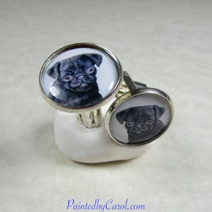 Black Pug Cufflinks, Dog Dad Mens Jewelry / Pet Lover Gifts for Him image 7