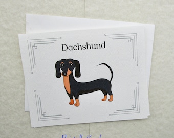 Black and Tan Dachshund Note Cards, Note Cards with Dachshund, Smooth Dachshund Gifts, Blank Note Cards, Dachshund Stationery