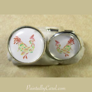 Rooster Cufflinks, Rooster Mens Jewelry, Rooster Accessories, Chinese Zodiac Cufflinks, Year of the Rooster, Rooster Gift, Rooster Mens Gift