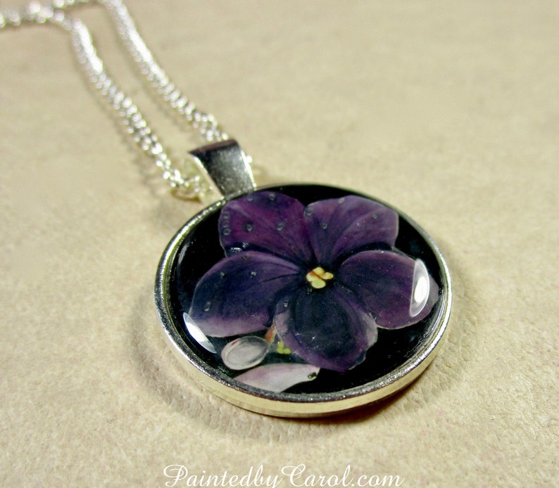 Violet Pendant, Violet Necklace, Violet Jewelry, Purple Violets Gift, Violet Wedding Jewelry, Violet Bridal Jewelry, Mothers Day Gifts image 7