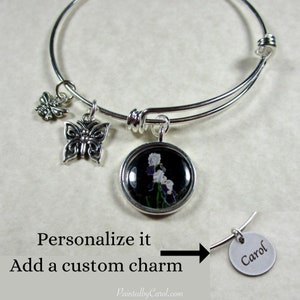 Bearded Iris Bangle, Purple Iris Bracelet, Bearded Iris Jewelry, Purple Flowers Gifts, Bearded Iris Gifts, Purple Flower Jewelry