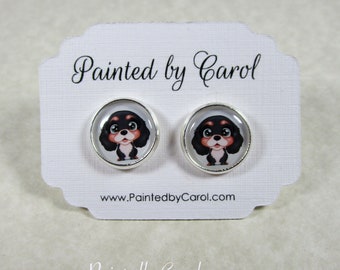 Cavalier King Charles Spaniel Earrings, Cavalier Jewelry, Cavalier Gifts, Cavalier Studs, Cavalier Leverbacks, Cavalier Mom Gifts