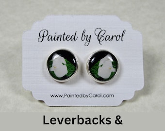 Calla Lily Earrings, White Flower Studs, Leverbacks or Wires / Floral Jewelry Gifts