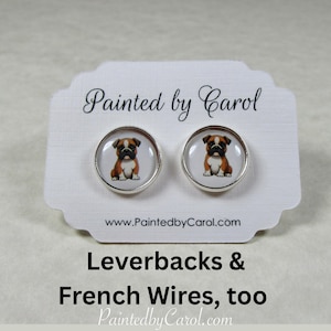 Boxer Puppy Earrings, Boxer Cartoon Jewelry, Boxer Studs, Boxer Lever Backs, Boxer Dangle Earrings, Boxer Gifts, Boxer Mom Gifts