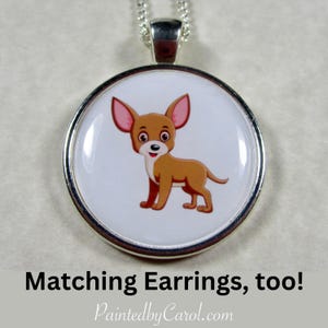 Chihuahua Cartoon Pendant, Chihuahua Gifts, Chihuahua Jewelry, Chihuahua Mom Gift, Chihuahua Necklace, Chihuahua Jewelry Set