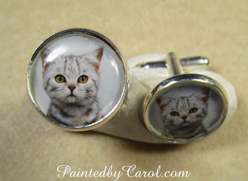 Custom Pet Photo Cufflinks, Dog Dad Cufflinks, Cat Dad Cufflinks, Pet Memorial Cufflinks, Pet Memorial Jewelry, Dog Dad Gift, Cat Dad Gift image 2