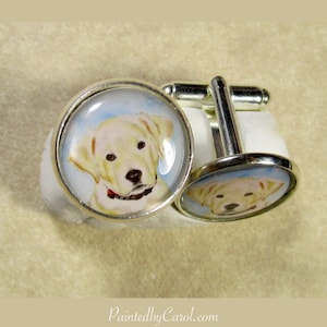 Yellow Labrador Retriever Portrait Cufflinks, Yellow Lab Mens Gifts, Yellow Lab Jewelry, Yellow Lab Suit Accessories, Yellow Lab Mens Gift