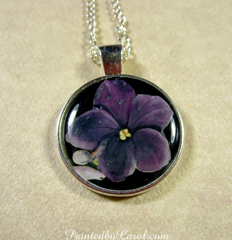 Pendentif violet, collier violet, bijoux violets, purple violets cadeau, bijoux de mariage violet, bijoux de mariée violet, cadeaux de fête des mères image 1