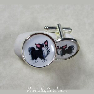 Long Haired Chihuahua Cufflinks, Long Haired Chihuahua Gifts, Chihuahua Dad Gift, Chihuahua Accessories, Chihuahua Wedding, Chihuahua Bridal