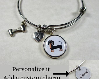 Black and Tan Dachshund Bracelet, Smooth Dachshund Bangle, Dachshund Jewelry, Wiener Dog Gifts, Dachshund Gifts, Dachshund Mom Gifts