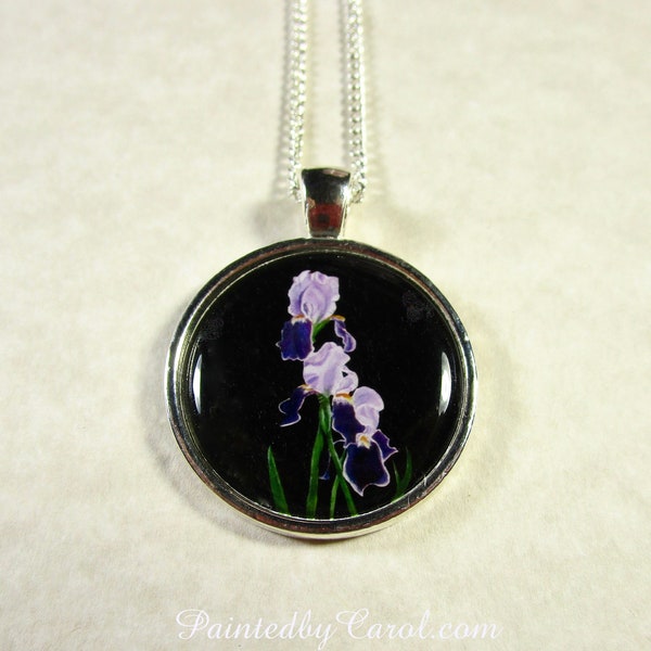 Bearded Iris Pendant, Bearded Iris Jewelry, Iris Necklace, Purple Iris Pendant, Bearded Iris Gifts, Bridesmaid Jewelry, Wedding Pendant