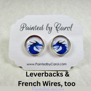 Blue Dragon Earrings, Dragon Jewelry, Dragon Gift, Dragon Studs, Dragon Leverbacks, Gamer Earrings, Gamer Jewelry, Fantasy Earrings
