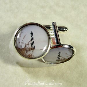 Lighthouse Cuff Links, Lighthouse Mens Jewelry, Lighthouse Gifts, Nautical Cufflinks, Beach Cufflinks, Lighthouse Bridal, Nautical Wedding