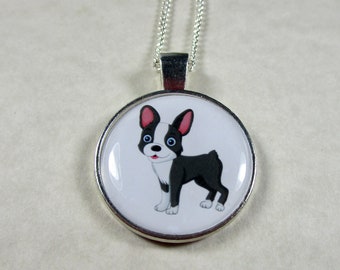 Boston Terrier Pendant, Boston Terrier Necklace, Boston Terrier Jewelry, Boston Terrier Gift, Boston Terrier Cartoon, Boston Mom Gift