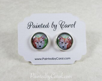 Corgi Earrings, Red Pembroke Welsh Corgi Jewelry, Corgi Studs, Corgi Lever Backs, Corgi Gifts, Corgi Mom Gifts, Corgi Lover Gifts