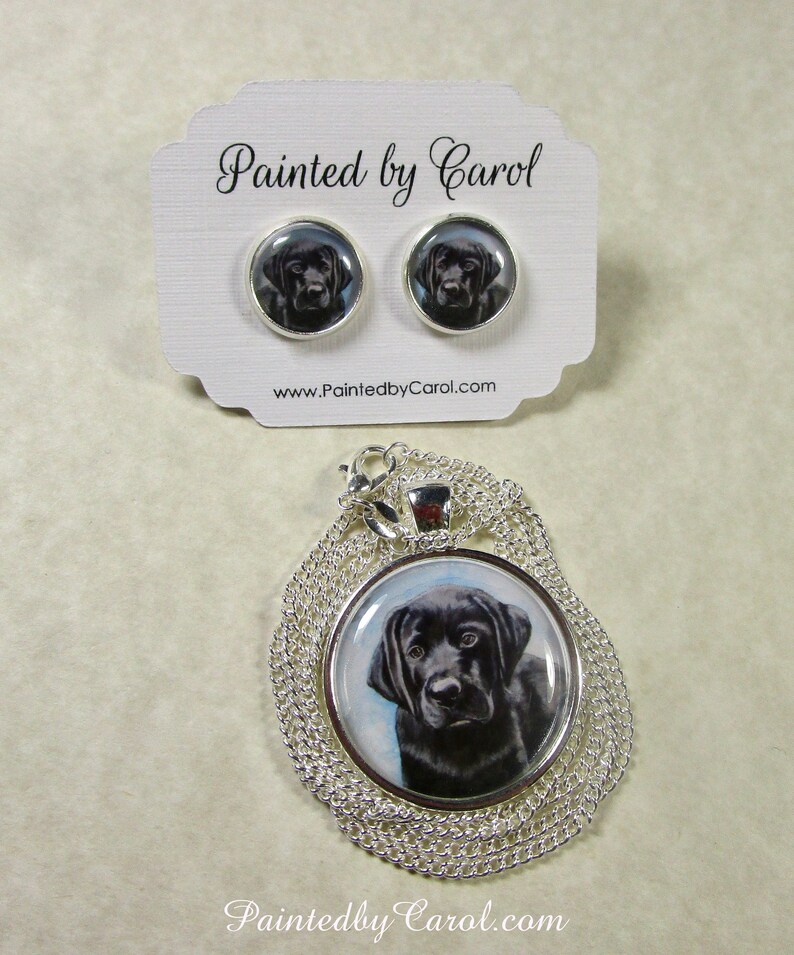 Black Lab Earrings Black Lab Jewelry Black Lab Studs Black Etsy