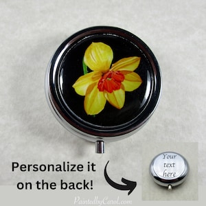 Daffodil Pillbox, Yellow Jonquil Pill Box, Daffodil Trinket Box, March Birth Flower, March Birthday Gifts, Easter Gifts, Yellow Flower Gifts